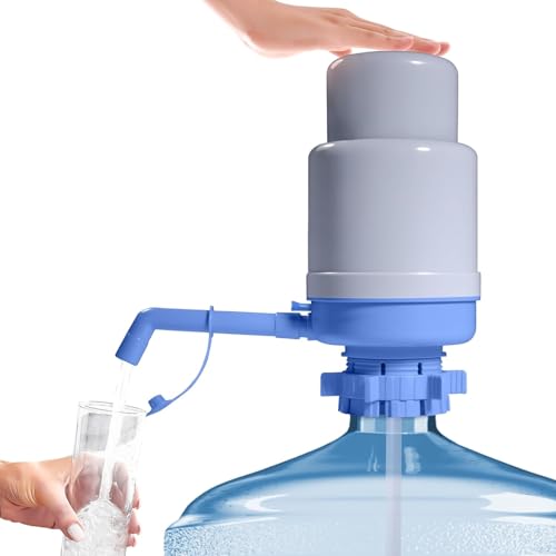 Dyreps Distributeur d'eau manuel pour bouteille de 5 gallons avec soupape de décompression pour éviter les gouttes, distributeur de pompe à eau facile à presser à la main, convient aux bouteilles de 8