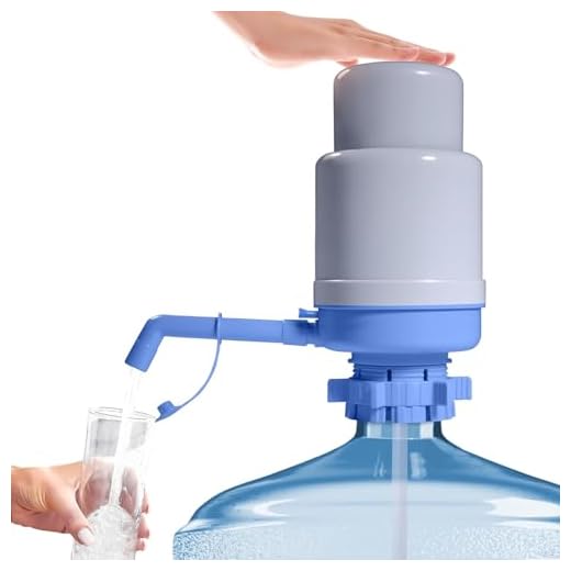 5 Gallon Water Dispenser - Manual Water Dispenser for 5 Gallon Bottle with Pressure Relief Valve for No Drips, Easy Hand Press Water Pump Dispenser Fit for 2-6 Gallon Bottle (Blue)