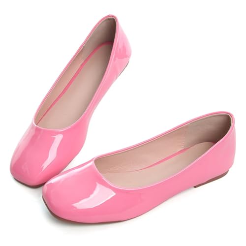 Image of ChaiRong Zhou Women Square Toe Ballets Flats Comfort Slip On Walking Shoes for Driving