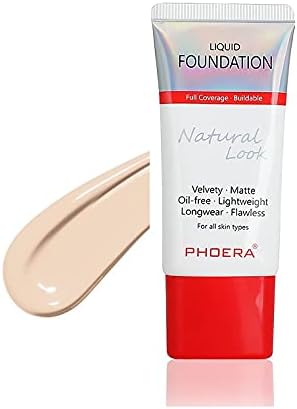 AQUAPURITY PHOERA Full Coverage Foundation New Formula Waterproof Long Lasting Oil Free Velvet Matte Liquid Foundation for Oily Skin Flawless Makeup Base Cream Concealer (104B Sand Beige…)