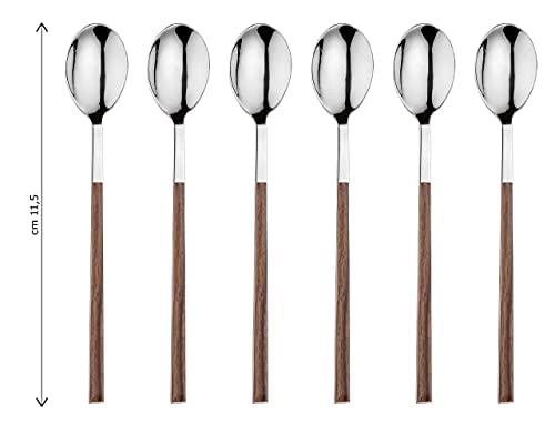 Lot De 12 Cuillères à Café Pintinox Kyoto - Acier Inox Sans Nickel, Effet Bois ébène, Lavables Lave-vaisselle