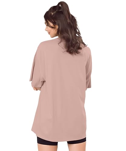 Image of SHODOX Women's Cotton Blend Oversized Drop Shoulder Solid T-Shirt(Pack of 1)