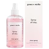 Grace & Stella Co. Rose Skin Collection | Rose Water Facial Spray Mist (240ml) and/or Rose Quartz Jade Roller Gua Sha (Rose Water Spray)