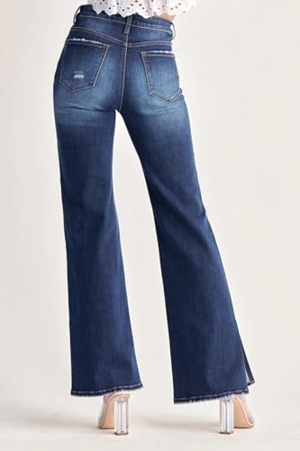 SALT TREE Risen Jeans - High Rise Distressed Wide Flare Jeans - RDP53852