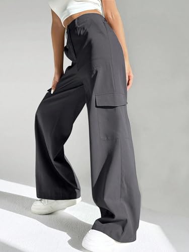 Image of GRECIILOOKS Cargo Pants For Woman | Trousers For Womans |High Waist Cotton Trouser for Women - Flared Parachute Pants with Side Pockets |Womens Cargo Pant | Elegant for College & Events (Available in Plus Size)