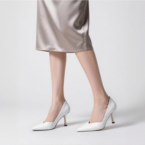 Image of Women Pointed Closed Toe 2.5 Inch Kitten Heel Slip On Pumps | Elegant Comfort Formal Dress Footwear, Versatile Ladies Shoes For Office Wedding Party Evening Daily Occasions