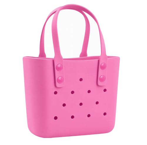 myscete Small Rubber Tote Beach Bag Water Resistant Beach Tote Bag with Handles Washable Lightweight Pool Tote for Women and Girls Summer Swim Cruise Travel