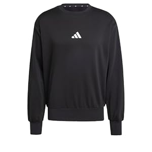 Adidas Men's Essentials FEELCOZY Fleece Sweatshirt, Black/White, L