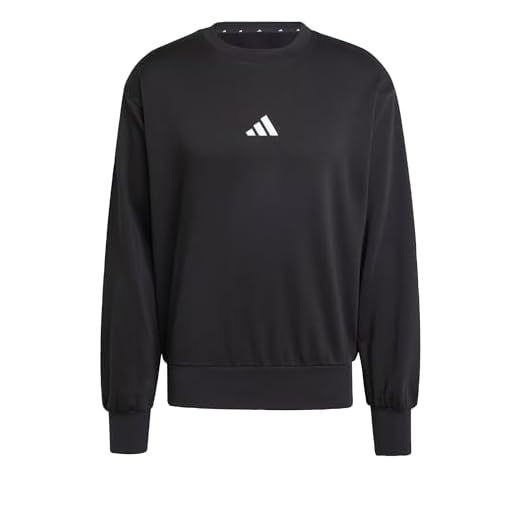 adidas Uomo Essentials FEELCOZY Fleece Sweatshirt, Black/White, L