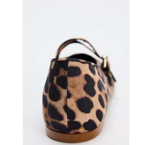 Womens Leopard Print Ballet Flats Round Toe Double Strap Casual Ballerina Shoes Comfortable Red Mary Jane Flat for Women4