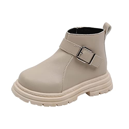 IWIHMIV Toddler Ankle Boots Girls Short Boots Kids Bow Knot Ankle Boots Side Zipper Shoes Cute Thick Heel Warm Boots