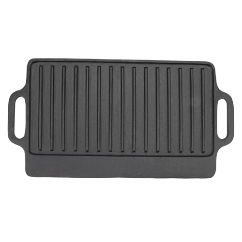 Plancha de hierro fundido plancha placa espesada en espesas de la parrilla de barbacoa de doble cara estufa rectangular rejilla (40x20cm)