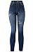 KMystic Women's Denim Print Fake Jeans Leggings (Blue Heart)