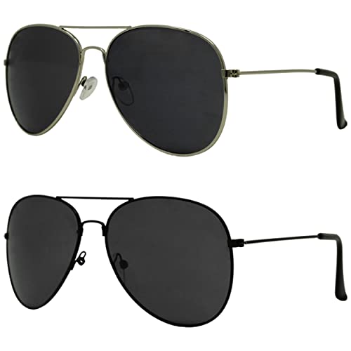 Funky Junque Sunglasses Womens Mens Aviator Classic Retro Vintage Oversized Round Mirrored UV Protection Black Shades