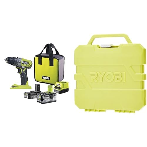 RYOBI - Perceuse-Visseuse à Percussion 18V ONE+ - 2 Vitesses - Livrée avec 1 Batterie Lithium+ 2,0Ah et 1 Batterie Lithium+ 4,0Ah, 1 Chargeur et 1 Sac de...