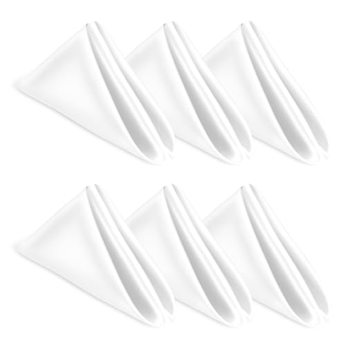 6PCS Cloth Napkins White Cloth Napkins 19.49x18.31 Inch Washable Dinner Napkin with Hemmed Edges Polyester Dinner Napkin for Party Wedding Lunch Dinners Banquet Festival and Event