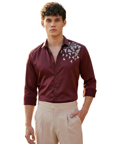 Image of IndoPrimo Men's Stylish Satin Shirt for Party, Formal, Daily and Casual Wear Full Sleeve Shirt for Mens - Trio