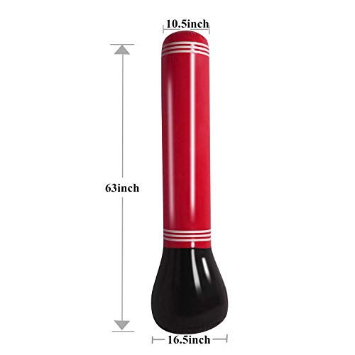 SUNSHINEMALL Inflatable Punching Tower Bag Boxing Column Tumbler Sandbags Fitness/Training/Fun Activity, Boxing Target Bag for Children Teens Adult (Red) Product Name