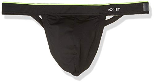 2(X)IST Men's Sliq Micro Y-Back Thong, Deep Black, Medium
