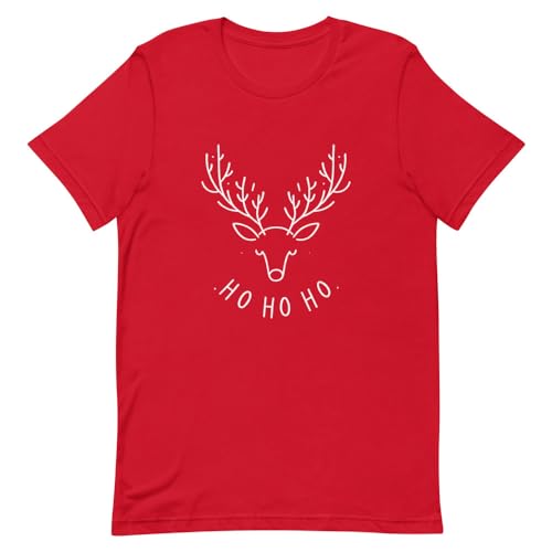 T-shirt tête de renne de Noël Hohoho rouge taille M vêtement animal sauvage unisexe pour adulte