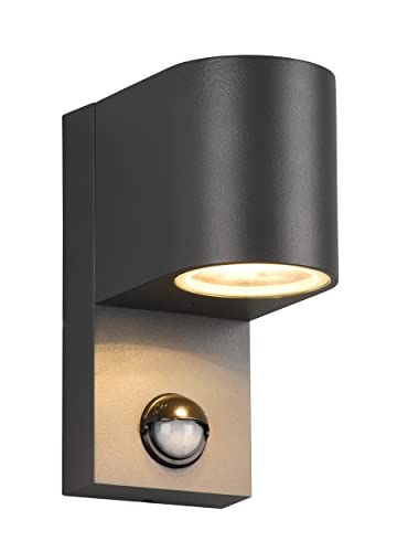 Trio Leuchten Außen Wandleuchte Roya 214260142, Aluminium Druckguss Anthrazit, exkl. 1x GU10, Bewegungssensor