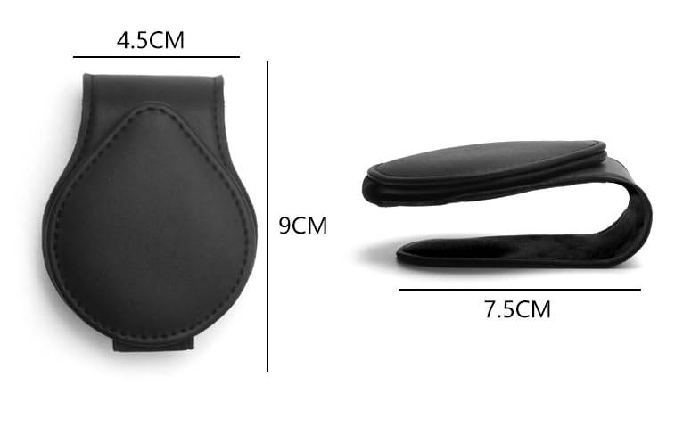 LIHAO サングラスホルダー 車 眼鏡ホルダー レザー素材 メガネホルダー サングラスクリップ 車載収納用 ブラック