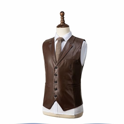 Men's Leather Suit Vest Casual Slim Fit Western Vest Jacket V-Neck Dress Vest Waistcoats3