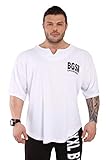 Men's Oversize T-Shirt | Bodybuilding, Cardio Rag Top Activewear Short Sleeve Tee (White, XL)