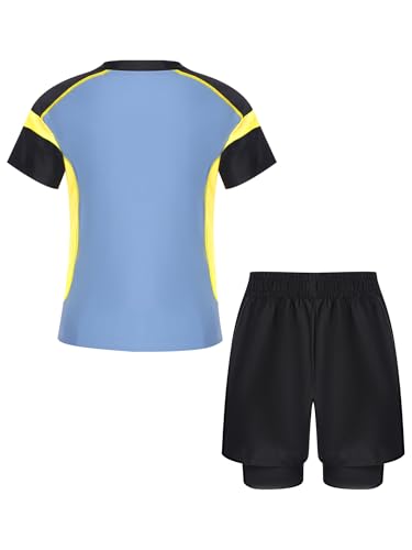 Kids Boys 2 Pieces Athletic Rash Guard Sets Short Sleeve Swim Shirts with Shorts Beachwear4