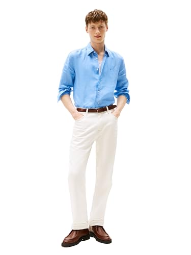 Image of Tommy Hilfiger Men's Long Sleeve Casual Linen Button Down Shirts in Regular Fit