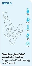 Nautos #92313-Classic line 39 MM -Single Swivel with CAM and Becket- 39 mm sheave-Long Lasting Characteristics.Sailboat Block