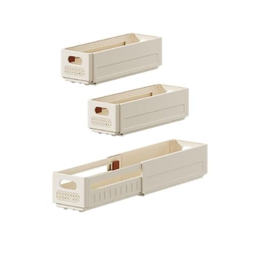 Ruspela Lot de 3 bacs de rangement rétractables empilables réglables de 28 à 45,7 cm pour ustensiles de cuisine et chambre à coucher