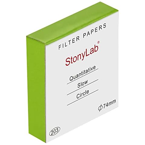 stonylab Quantitatives Filterpapier Labor, 100er-Pack Zellulose Filterpapierkreise mit Langsamer Durchflussrate und 10 Mikrometer Partikelretention, 74 mm Durchmesser Cover