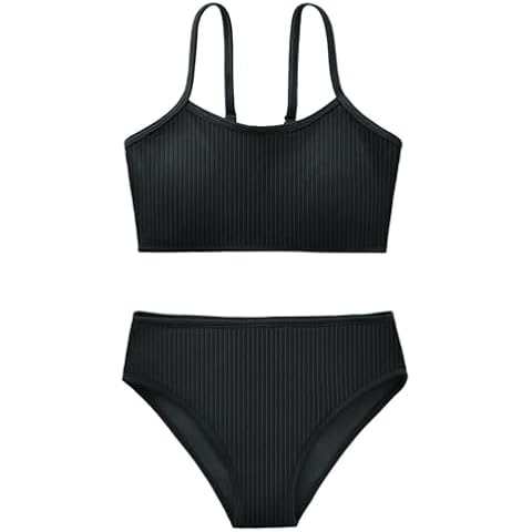 Girl's 2 Piece Swimsuit Solid Spaghetti Strap Bikini Sets Beach Bathing Suit Swimwear for Teen Kids Cover