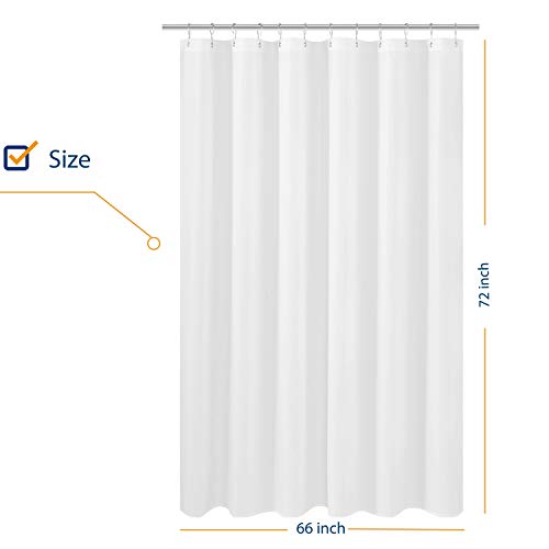 Image of N&Y HOME Fabric Shower Curtain Liner 66 x 72 inches, Hotel Quality, Washable, Water Repellent, White Bathroom Curtains with Grommets, 66x72