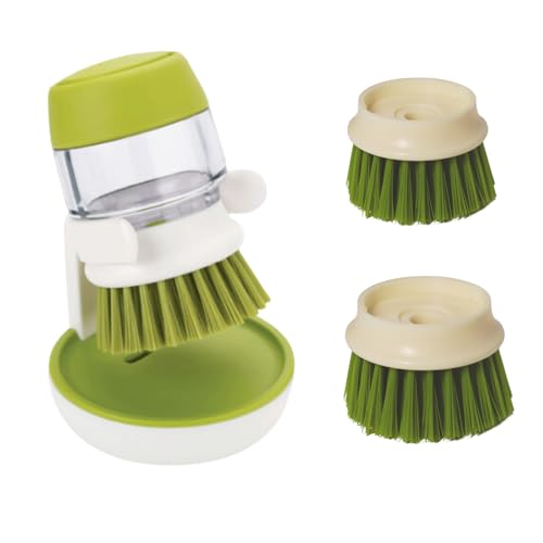 BOYMA- Cepillo de Limpieza Cocina-2 en1-con 2 recambios-Cepillo Limpieza para Fregadero-Cepillo para Fregar Platos, Cepillo Lavaplatos-Cepillo dispensador de jabón Recargable para Limpieza del hogar