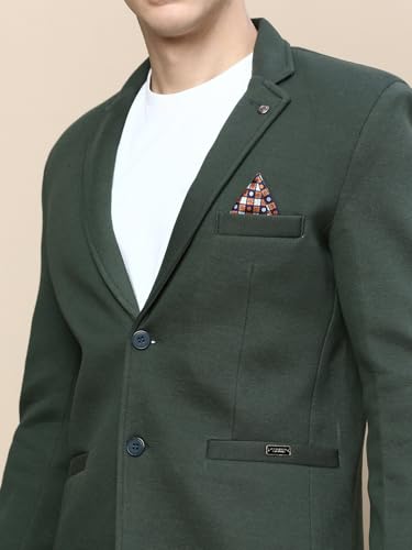 Image of SHOWOFFFF Men Solid Single Breasted Party Blazer | Notched Lapel Full Sleeves Cotton Blazer's for Mens | Slim Fit Regular Length Blazers for Men's