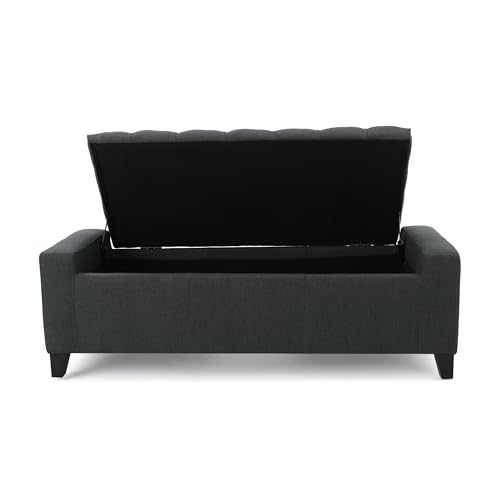 Banc ottoman de rangement 50 pouces gris foncé pour salon