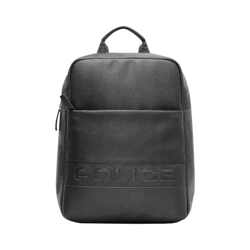 Image of Police Premium Laptop Backpack for Men | Stylish Vegan Leather Backpack with Padded Laptop Compartment | Front Utility Pocket & Padded Shoulder Straps | Travel, Office & College Backpack | Black