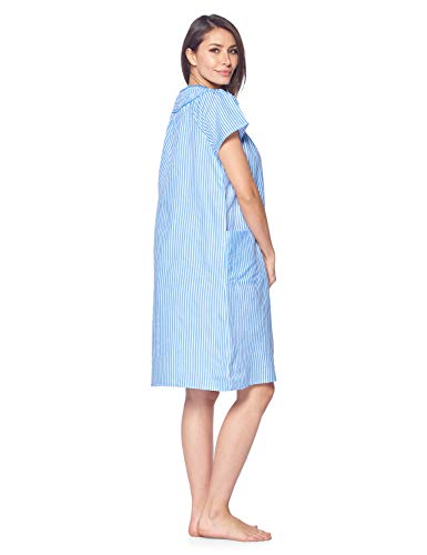 image for Casual Nights Women's Snap front House Dress Short Sleeve Woven Duster