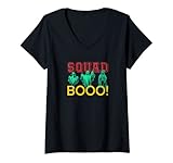 donna squad booo - costume retrò per halloween, da uomo e donna maglietta con collo a v