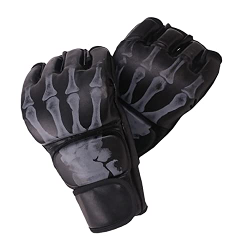 Moufles de boxe respirantes et lavables en PU rigide avec mitons ouverts de kickboxing