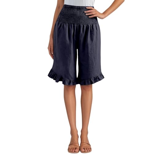 Pantalon taille haute décontracté et léger avec notrelet raccourci