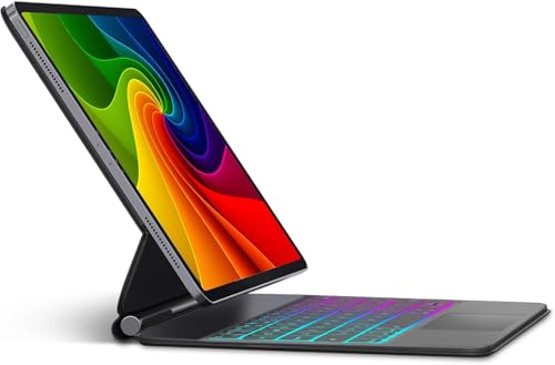 BORIYUAN iPad Pro 13 インチ (M5 / M4) キーボード ケース 兼用 (2025/2024モデル) 磁気吸着 マジック キーボード フローティングデザイン 七色バックライト 英語配列 トラックパッド搭載 オートスリープ