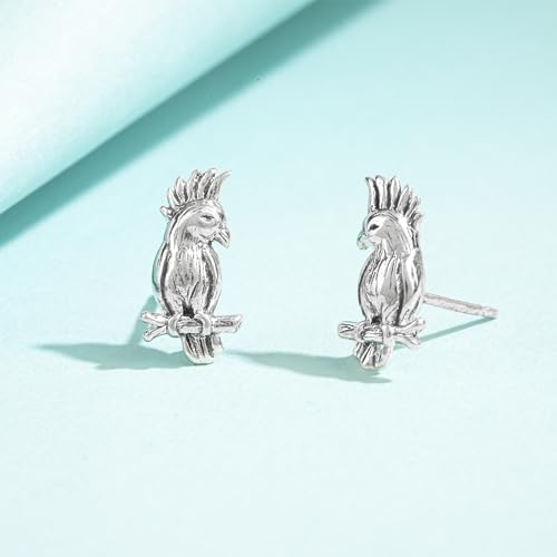 Boma Jewelry Sterling Silver Cockatiel Bird Stud Earrings3