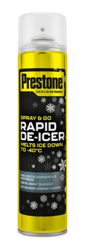 Prestone De-Icer Anti Freeze Spray For Car Window Fast Acting De-Icer Spray For Car No De-Icer Works Faster Prevents Re-Freeze & Melts Ice At -40C Essential Car Accessories Rapid Deicer 600ml