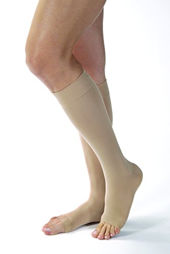 Image of JOBST 115496 BSN Medical Opaque Compression Sock, Knee High, 30-40mmHg, Open Toe, Small, Natural