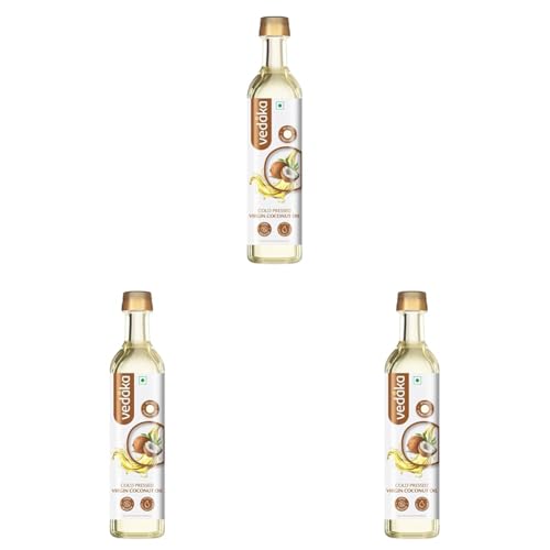Image of Amazon Brand - Vedaka Cold Pressed Virgin Coconut Oil | 500 Ml Bottle | 100% Pure | Effective with Good Smell (Pack of 3)