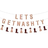 Ushinemi Nashville Bachelorette Party Decorations, Funny Lets Get Nashty Bachelorette Banner, Rose Gold Nashville Party Supplies