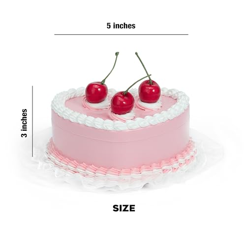 Stylor Coquette Room Decor Aesthetic, Heart Shaped Jewelry Box for Girls, Fake Cherry Pink Cake, Cute Kawaii Decorative Storage Accessories. by Stylor - Used condition - Image 3